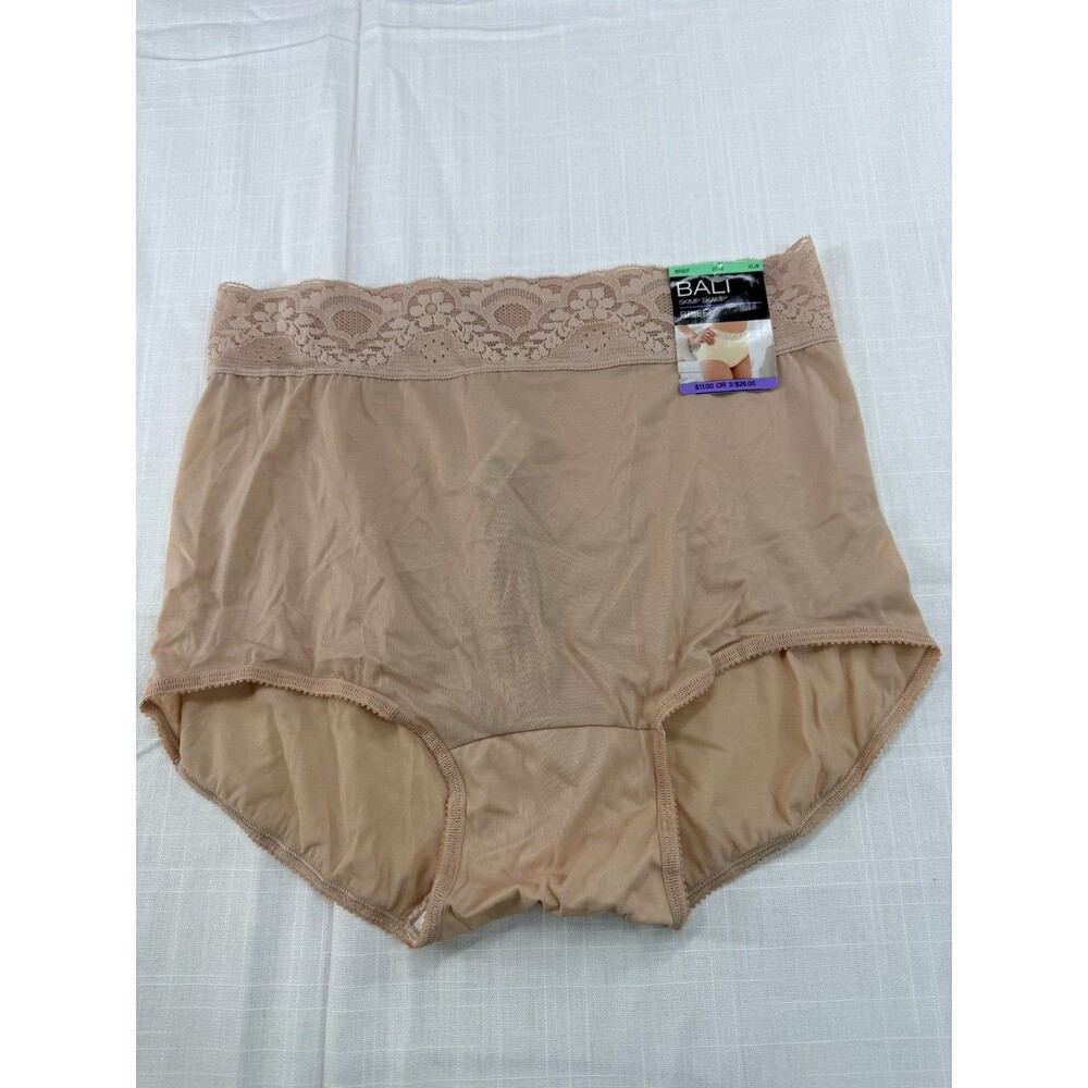 Bali Skimp Skamp Brief Panties XL 8 Nude Lace Waist 2744 NWT